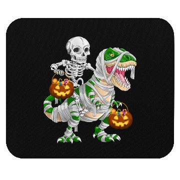 Discover Skeleton Riding Mummy Dinosaur T rex Halloween Mouse Pads