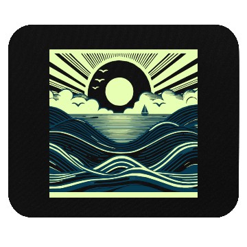 Discover Ocean Sunrise Retro Wave Sailing Mouse Pads