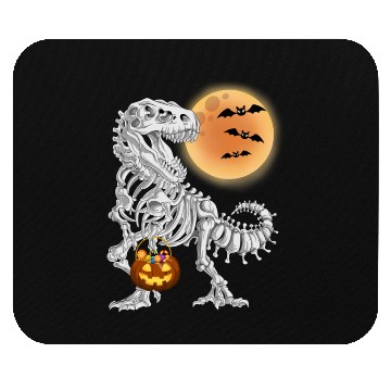 Discover Halloween Dinosaur Skeleton T rex Pumpkin Moon Mouse Pads