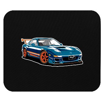 Discover blue car racing Mouse Pads