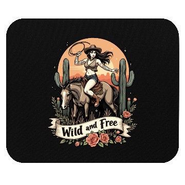Discover Wild And Free Pinup Cowgirl Mouse Pads
