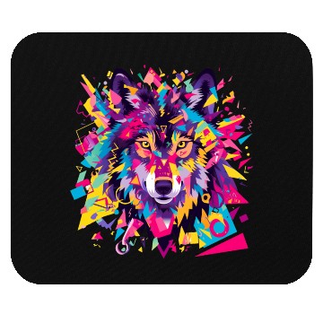 Discover Majestic Pop Art Alpha Wolf - Vibrant Cool Mouse Pads