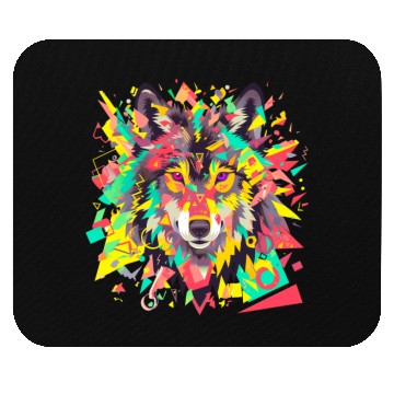 Discover Majestic Pop Art Alpha Wolf - Vibrant Warm Mouse Pads