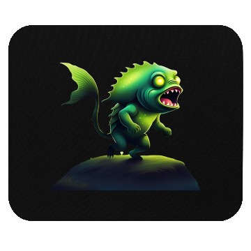 Discover Green Monster Fish Roaring on the Rock Mouse Pads