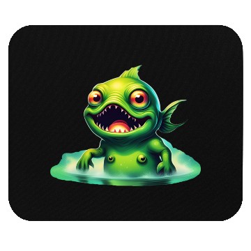 Discover Green Monster Fish Emerge from the Deep Lake Scary Mouse Pads