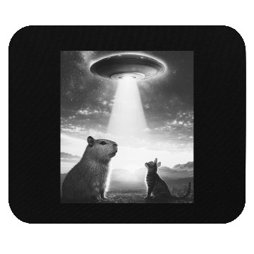 Discover Funny Graphic Capybara Selfie With Ufos Weird Mouse Pads