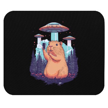 Discover Funny Graphic Mouse Pads Capybara Selfie With Ufos Weird
