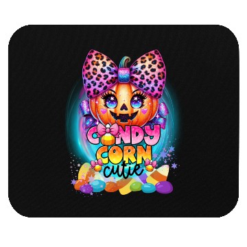 Discover Sparkly Candy Corn Cutie Glitter Neon Pumpkin Mouse Pads