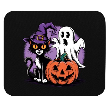 Discover Spooky Black Cat Pumpkin boo ghost Halloween Mouse Pads