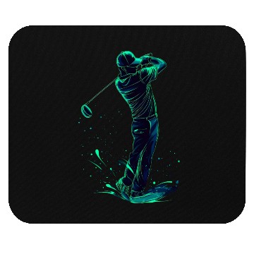 Discover Minimalist Golfer Green Glow Silhouette Mouse Pads
