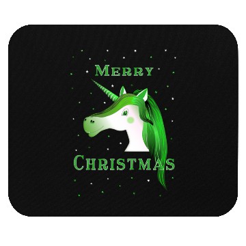Discover Festive Green Unicorn Christmas Design Mouse Pads