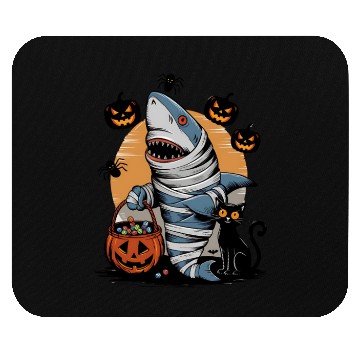 Discover Spooky Shark Mummy and Black Cat Trick-or-Treat Mouse Pads