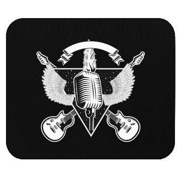 Discover Rock and Roll vintage guitar and microphone Retro Mouse Pads