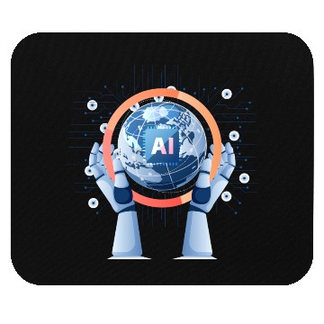 Discover Robot Hand Holding World with Ai Chip Mouse Pads