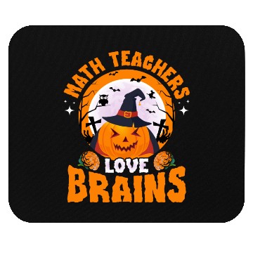 Discover Math Teachers Love Brains Halloween Pumpkin Hat Mouse Pads