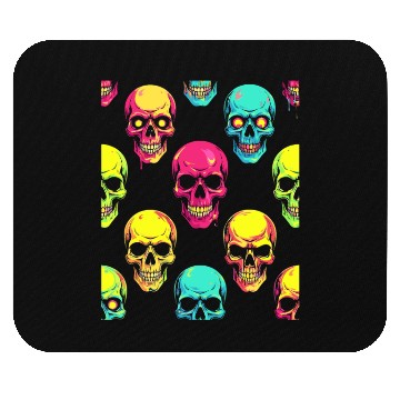 Discover Neon Pop Punk Skull Pattern Mouse Pads