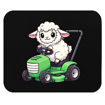 Discover Funny sheep lawn mower farmer lamb grass Mouse Pads