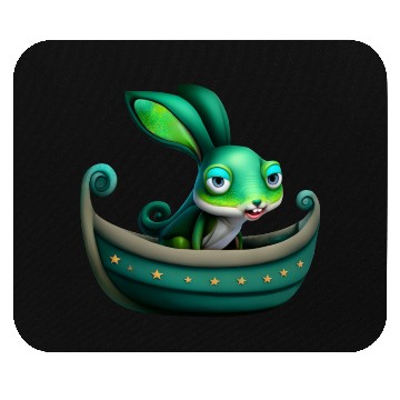 Discover Green Rabbit in a Green Boat Mouse Pads