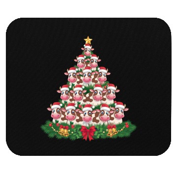 Discover Cow Christmas Tree Funny Cow Lover Cow Xmas Mouse Pads
