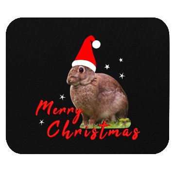 Discover Festive Bunny with Santa Hat Mouse Pads