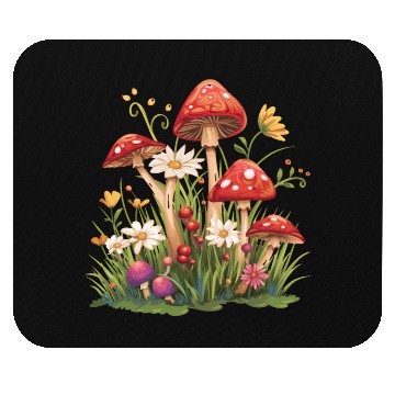 Discover Cluster of Red Toadstool Mushrooms Mouse Pads
