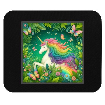 Discover Unicorn, Unicorn butterfly in flower garden design Mouse Pads