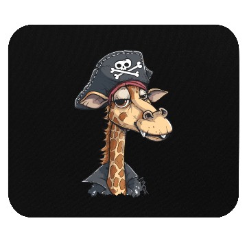 Discover Tall Fun Smiling Pirate Giraffe Mouse Pads