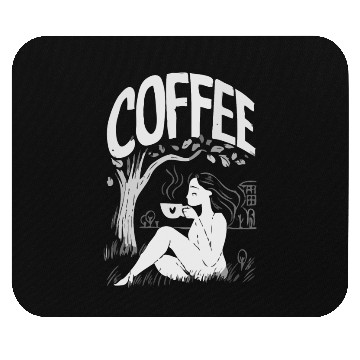 Discover Relaxing Lady Under Tree Design for Coffee Lovers Mouse Pads