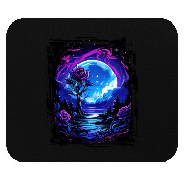 Discover Dreamlike moonlight and a magical rose Mouse Pads