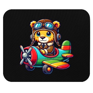 Discover Lion pilot propeller airplane flying license fly Mouse Pads