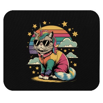 Discover Dramatic Unicorn Cat in Sunglasses Relaxing Mouse Pads