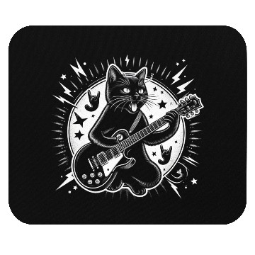 Discover Rock Star Rock and Roll Cat Playing Guitar Mouse Pads