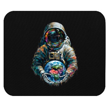 Discover An astronaut holds the planet in his hands Mouse Pads