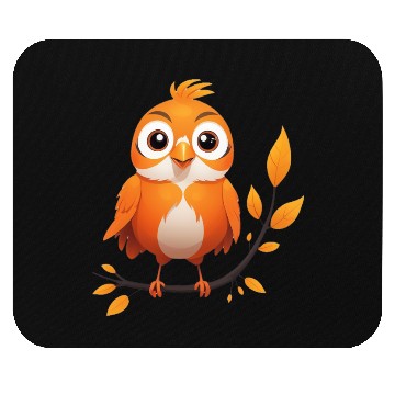 Discover Orange Little Bird - Elegant Bird Design on Branch Mouse Pads