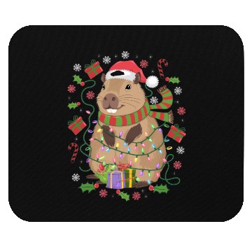 Discover Cute Christmas Capybara - Holiday Lights and Gifts Mouse Pads