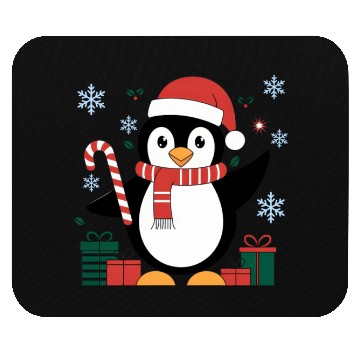 Discover Cute Christmas Penguin - Candy Cane and Gifts Mouse Pads