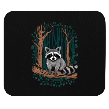 Discover Cottagecore Raccoon in Forest Scene Mouse Pads