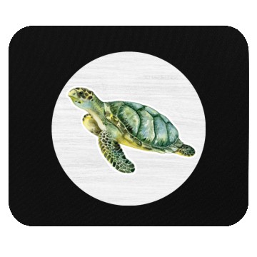 Discover Green Turtle Watercolor Drawing Mouse Pads