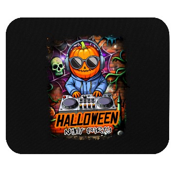 Discover Halloween Night Party DJ Pumpkin Mouse Pads