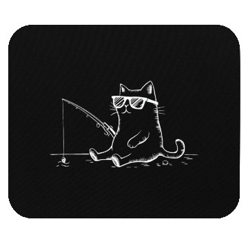 Discover Cat Wearing Sunglasses Fishing Fun Mouse Pads