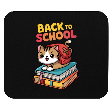Discover Playful Cat Back to School Illustration Mouse Pads