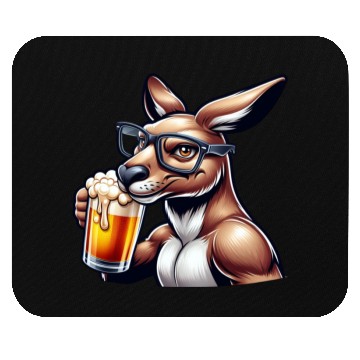 Discover Kangaroo with Glasses Drinking Beer Mouse Pads