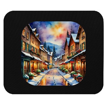Discover Christmas Night Streets Mouse Pads