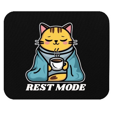 Discover Rest Mode Cat With Coffee Mouse Pads