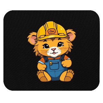 Discover baby lion as construction worker Mouse Pads