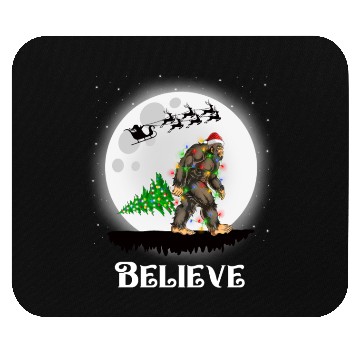 Discover Bigfoot Christmas Tree Lights Believe Sasquatch Mouse Pads