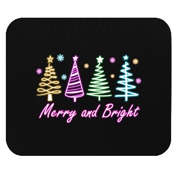Discover Merry and Bright Tree Neon Christmas Mouse Pads