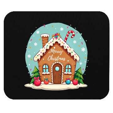 Discover Cute Gingerbread House Merry Christmas Design Mouse Pads