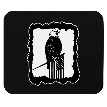 Discover Framed Eagle On Flag Pole LIKE US ON FACEBOOK # Mouse Pads