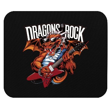 Discover Dragon with sunglasses playing guitar Mouse Pads